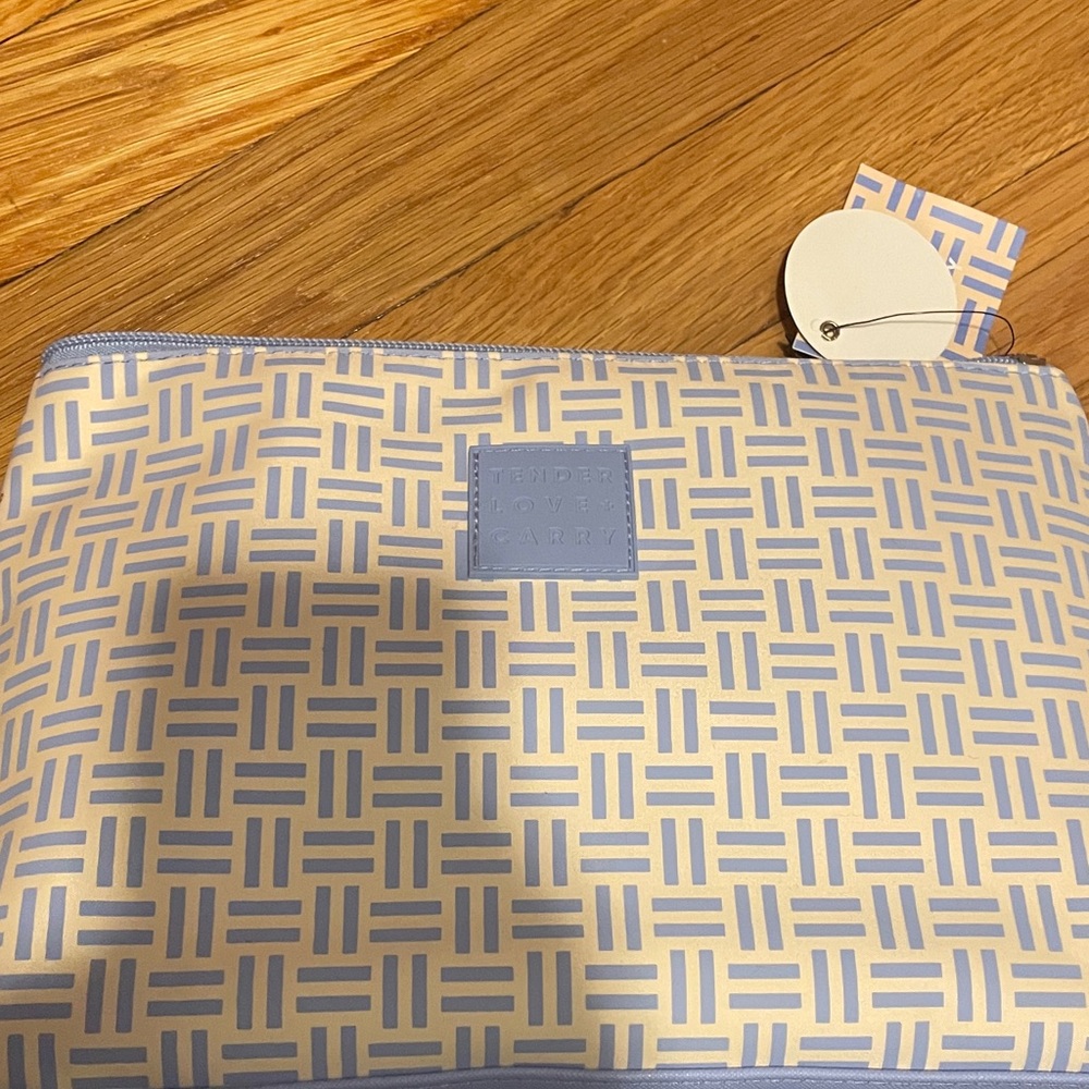 Cosmetic Bag - Cream and Blue